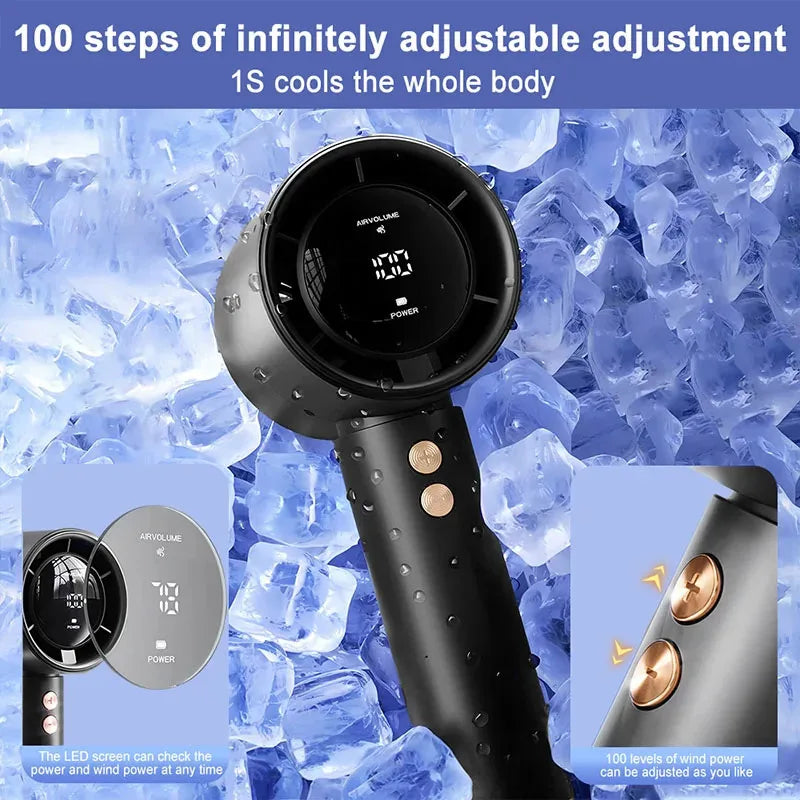 Portable Handheld Fan 100-Speed Turbo Mini Cooling Fan