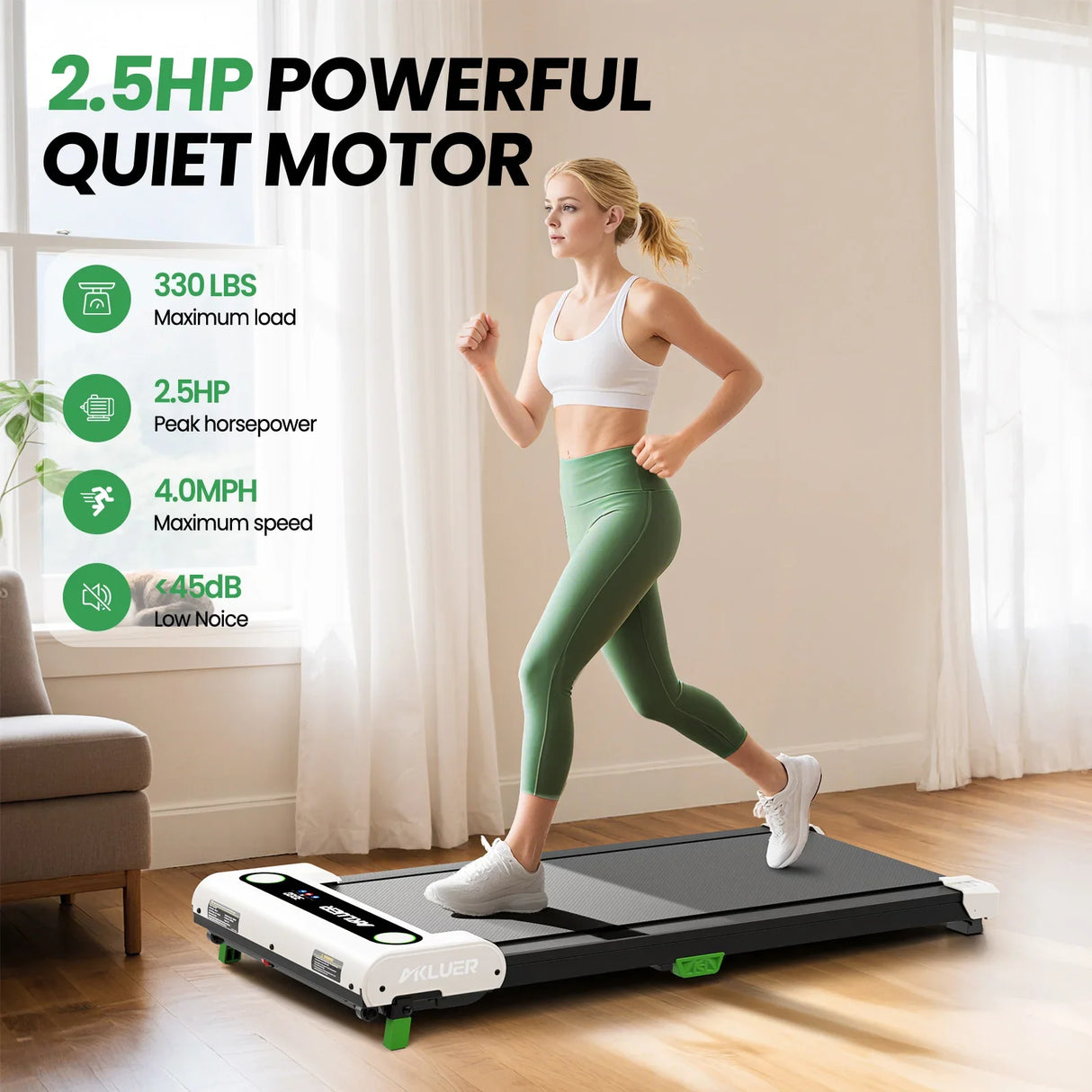 Under Desk Walking Treadmill 4-in-1 2.5HP Foldable Walking Pad Home Office LED