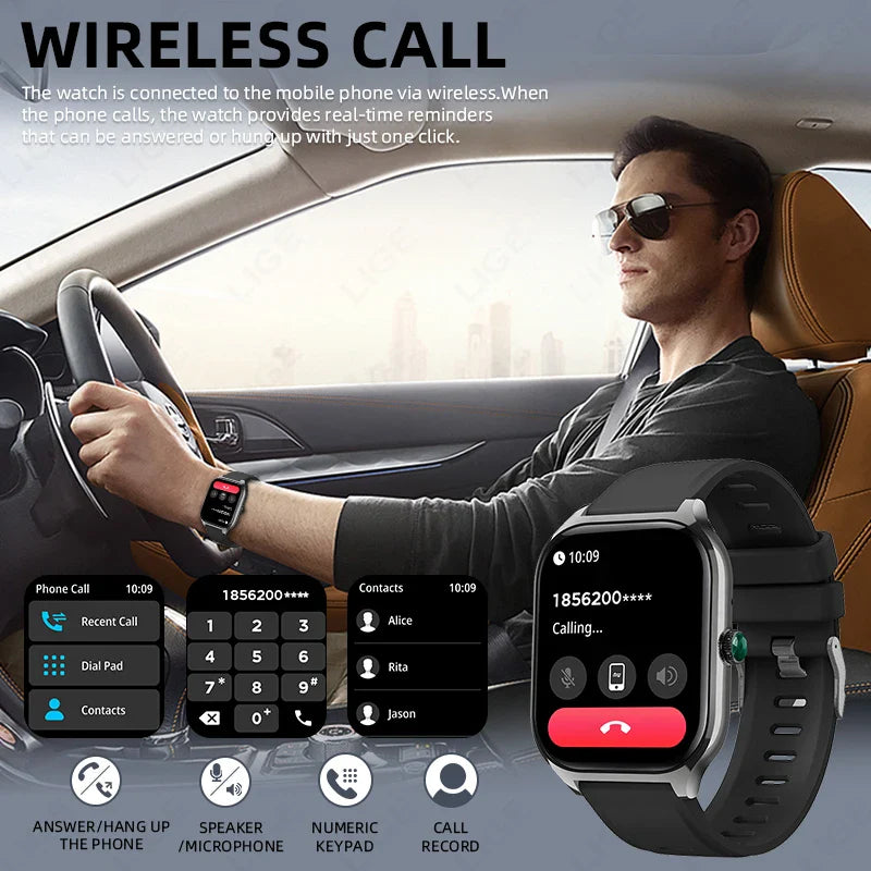 GPS Smart Watch for Men Women Fitness Heart Rate Monitor Bluetooth Call Tracker