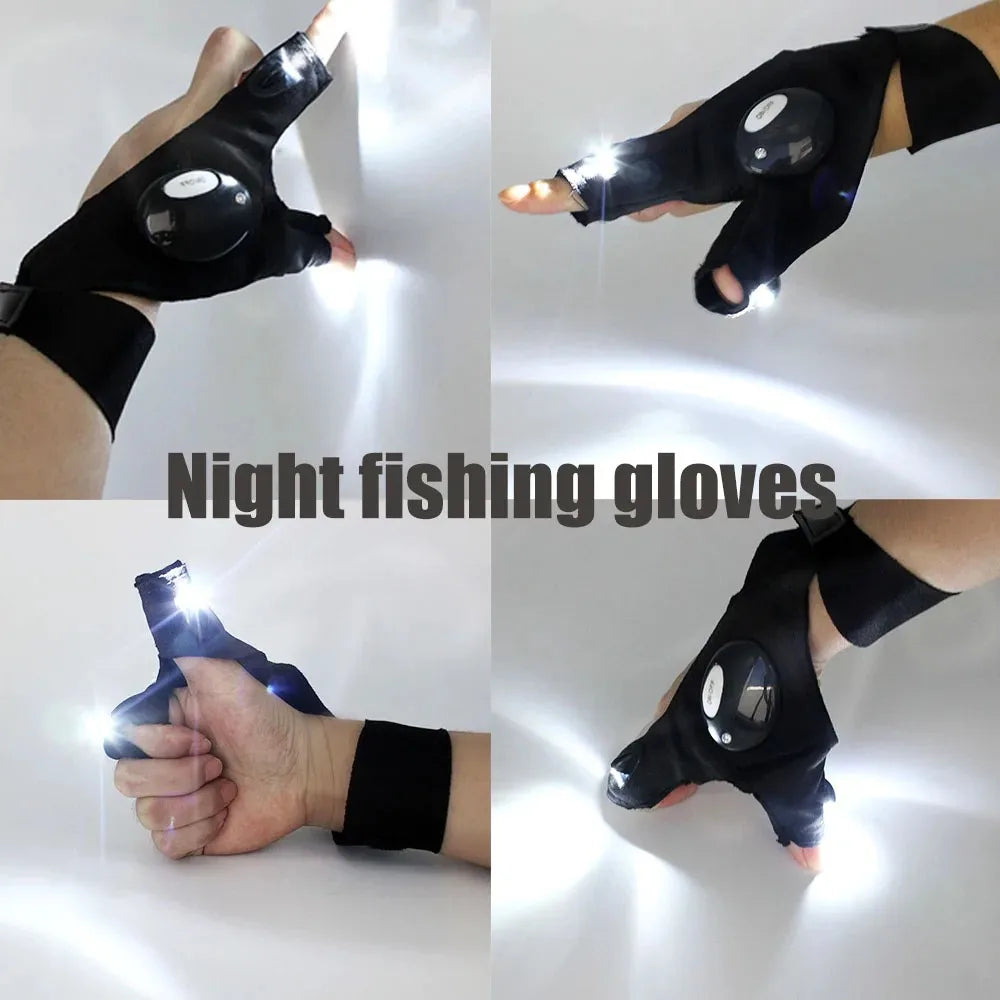 LED Cycling Gloves – Fingerless Gloves with Lights for Fishing, Outdoor & Sports