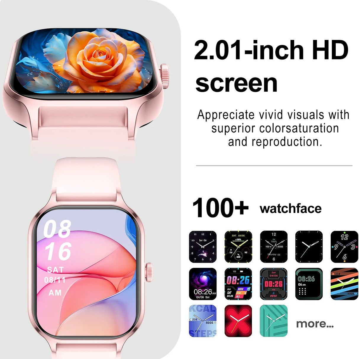 Smart Watch Bluetooth Call Fitness Tracker Sports Modes Notifications for iOS Android