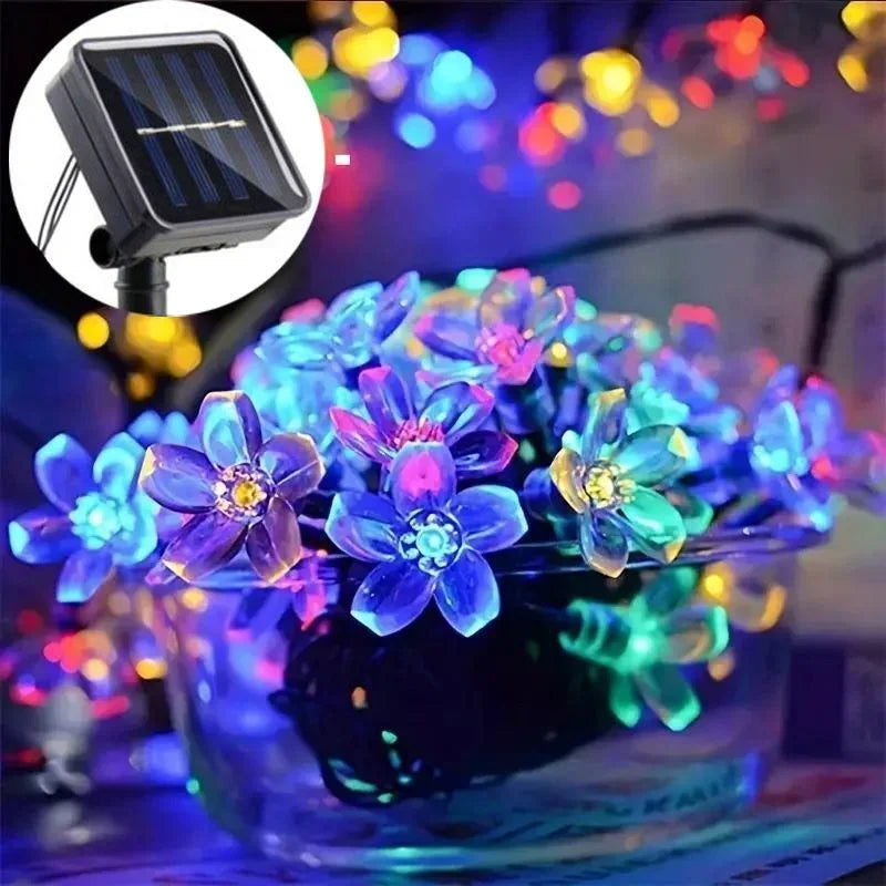 5M 20LED Solar String Lights Cherry Flower Outdoor Waterproof Battery Garden Party
