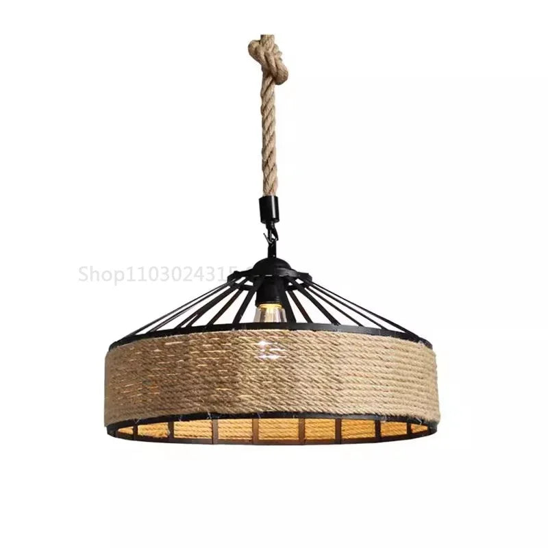 Industrial Vintage Pendant Lamp – Metal Twine Handwoven Chandelier Light