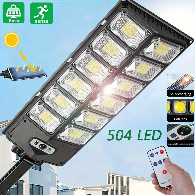 504LED Solar Street Light Outdoor Motion Sensor Remote Control Waterproof 4300mAh