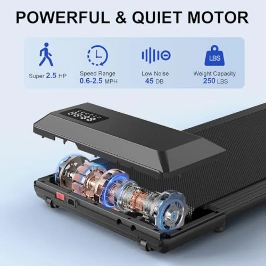 3-in-1 Under Desk Treadmill 2.5HP Quiet Walking Jogging Machine Home Office LED