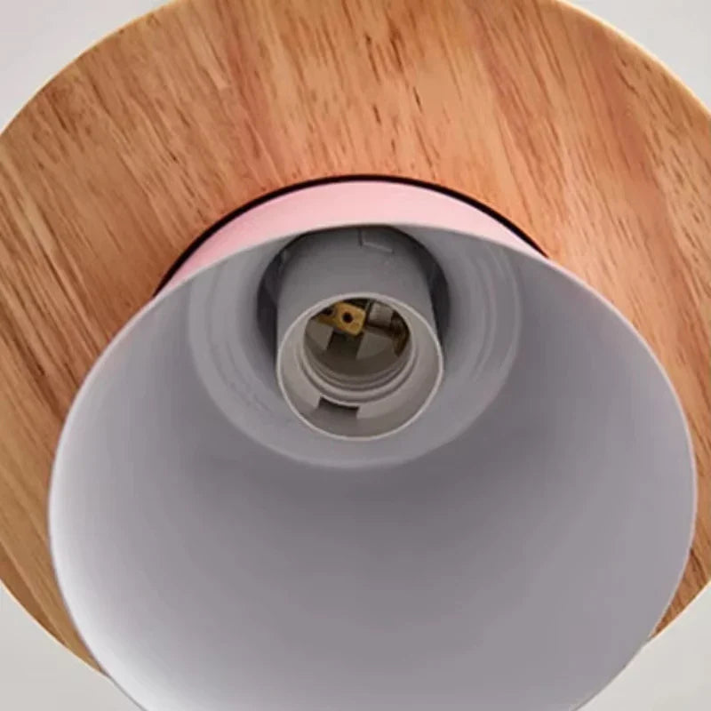 Modern Wood Pendant Light Nordic Macaron Hanging Lamp for Living Room Bedside Decor