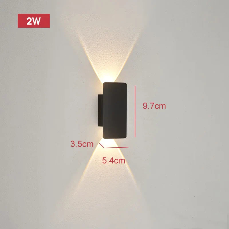 Outdoor Waterproof Wall Light – 18W LED Black Aluminum Exterior Lamp for Bedroom