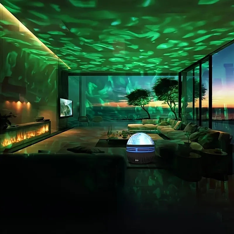 Water Ripple LED Projector Light RGB USB Remote Night Light for Bedroom Decor