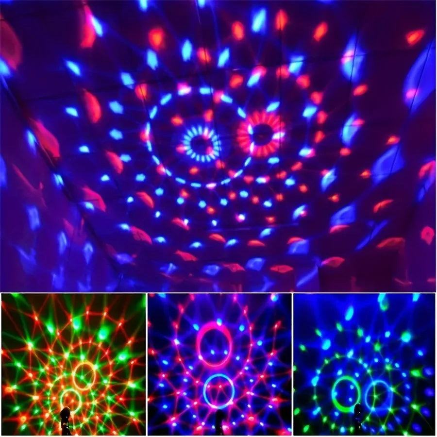Sound Activated Rotating Disco Ball Light RGB LED Party Stage Lamp for Home