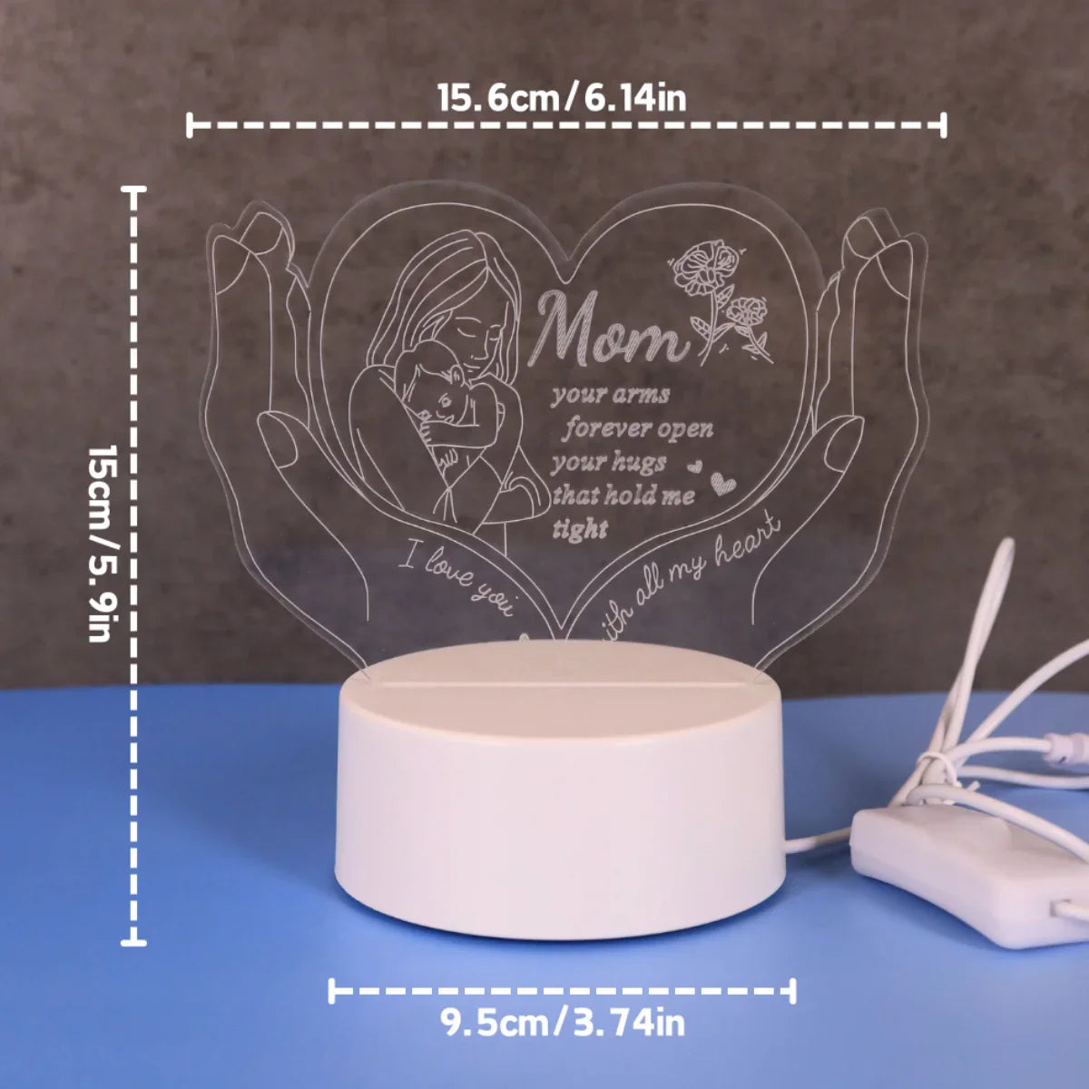 3D Heart Shaped Night Light – Creative LED Gift Lamp for Mom Mother’s Day