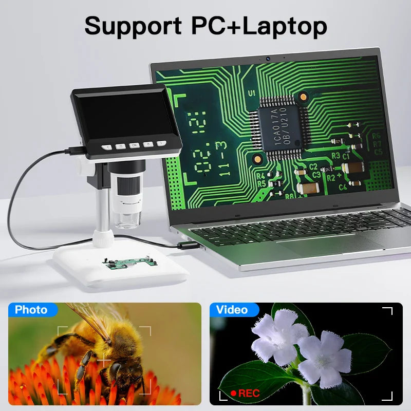 4.3 Inch IPS USB Digital Microscope 1000X Coin Soldering Repair Camera