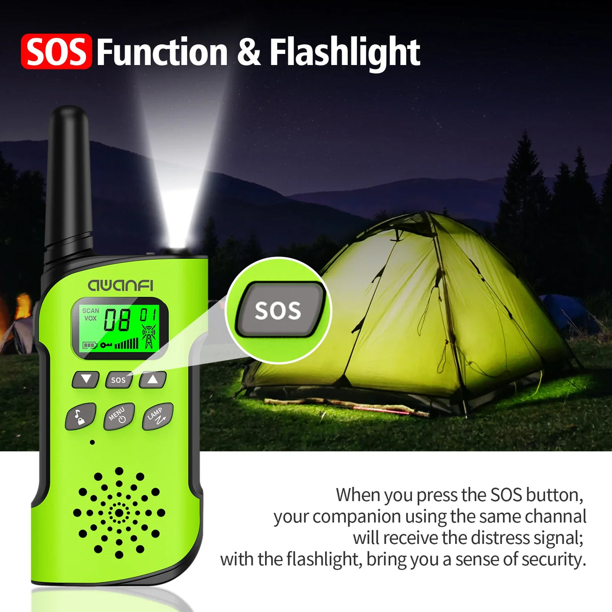 Rechargeable Walkie Talkies 4 Pack Long Range Kids Radios USB C Camping