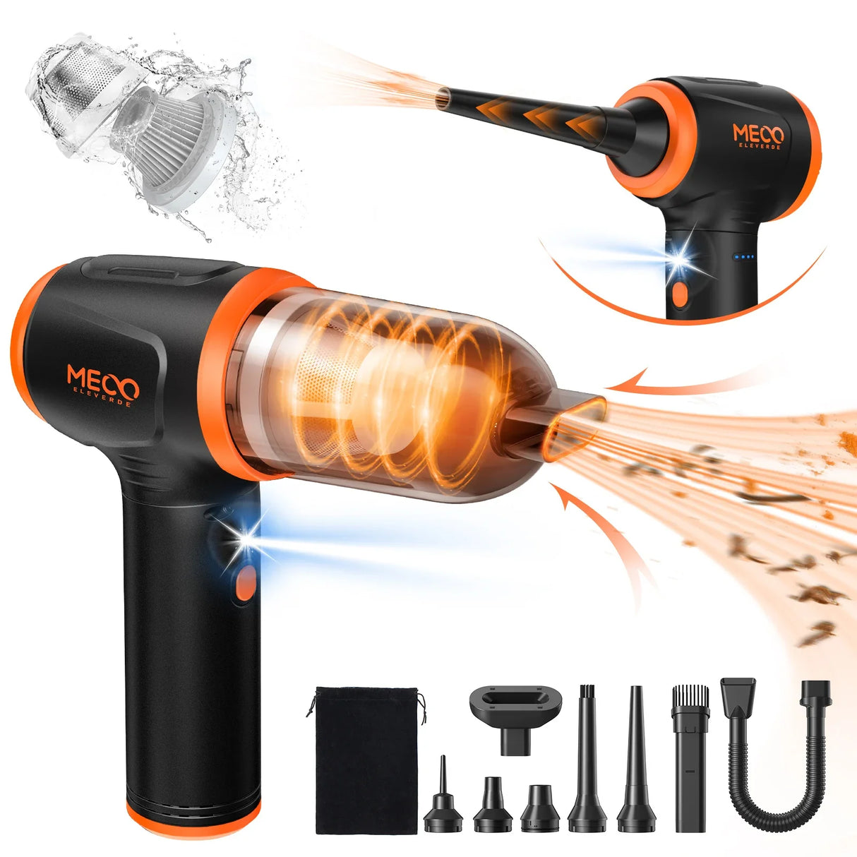 MECO 4-in-1 Air Duster – 110000RPM Electric Keyboard & PC Cleaner with LED