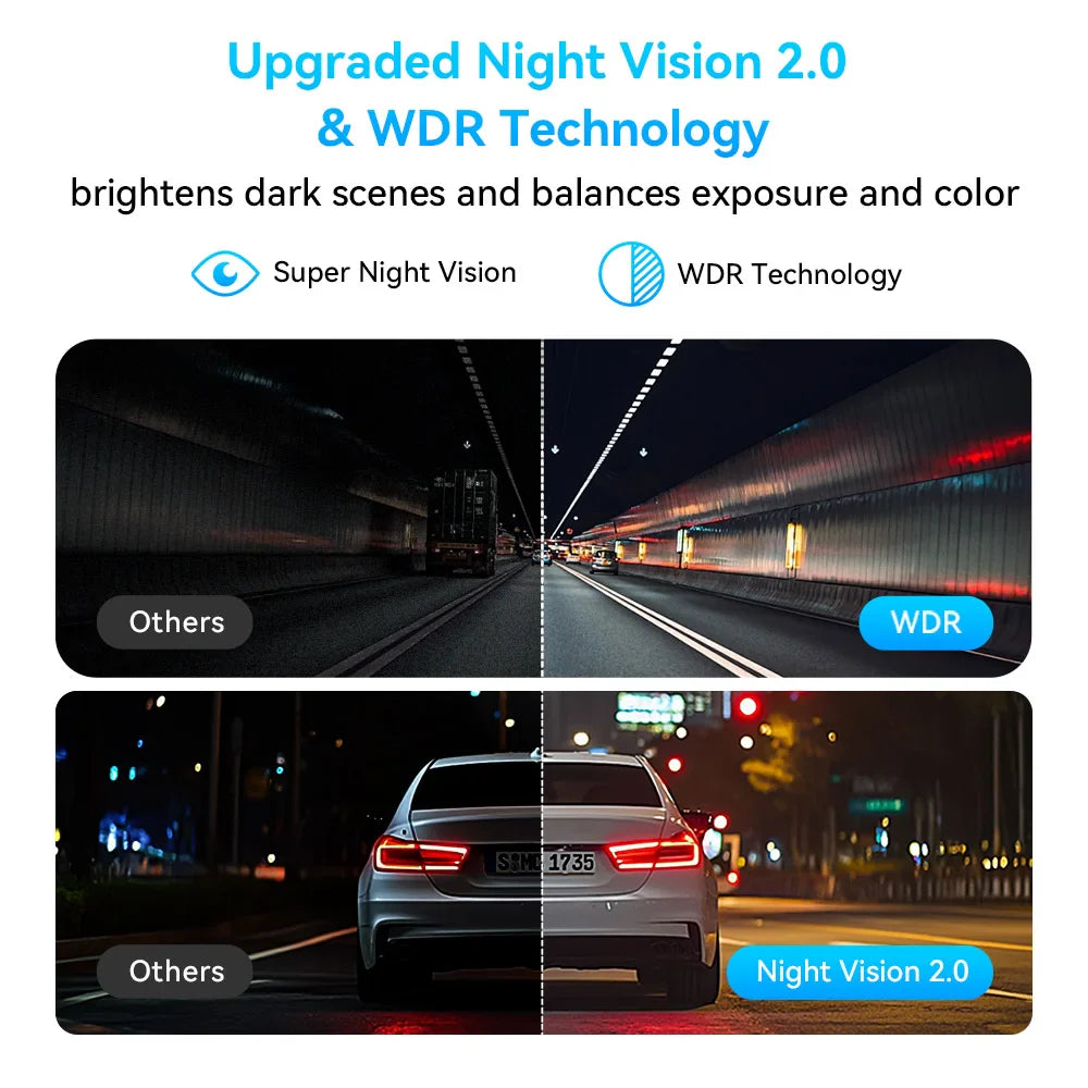 2K Dash Cam WiFi Night Vision 24H Parking Monitor Voice Control Car DVR