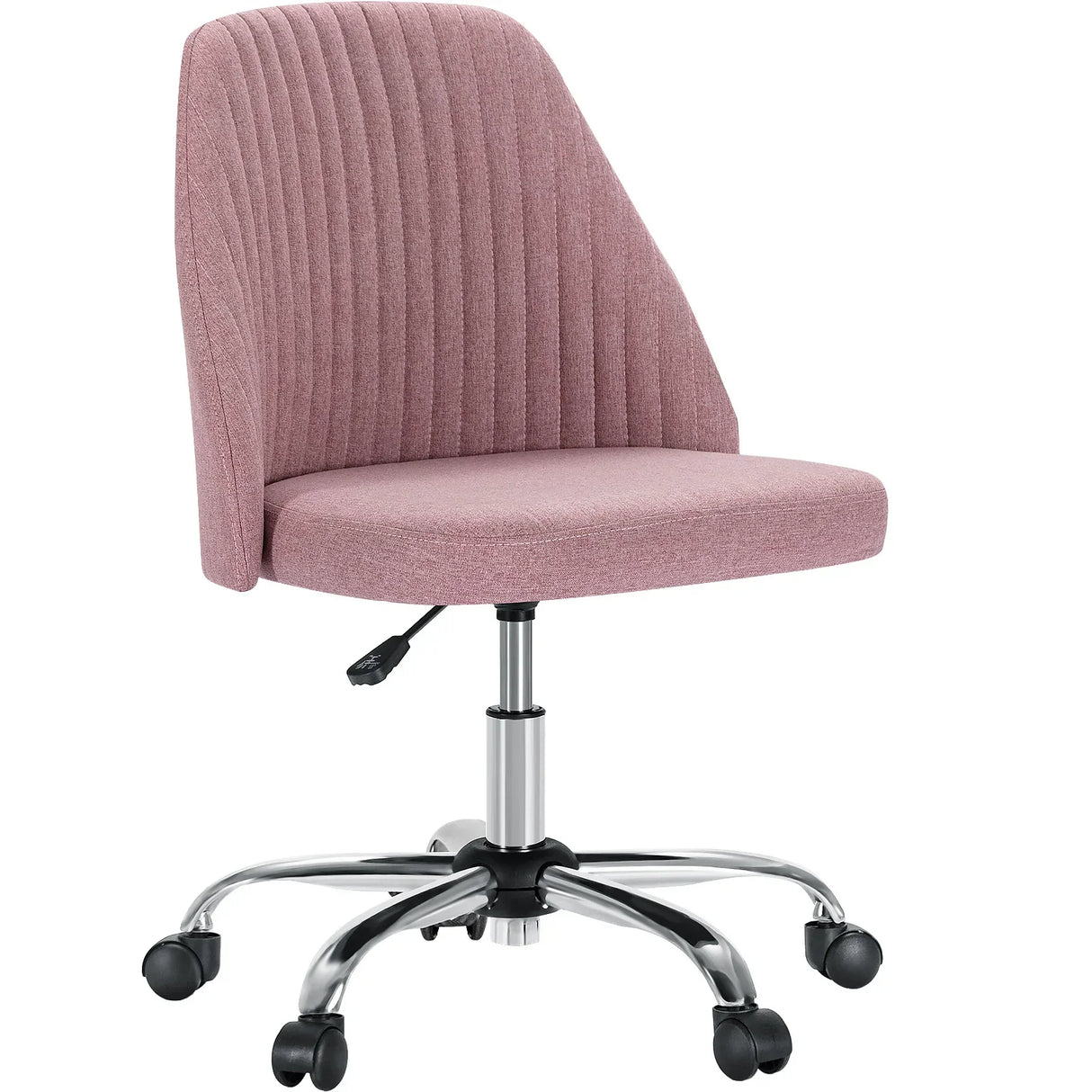Armless Small Desk Office Chair Swivel Vanity Task Chair with Back and Wheels