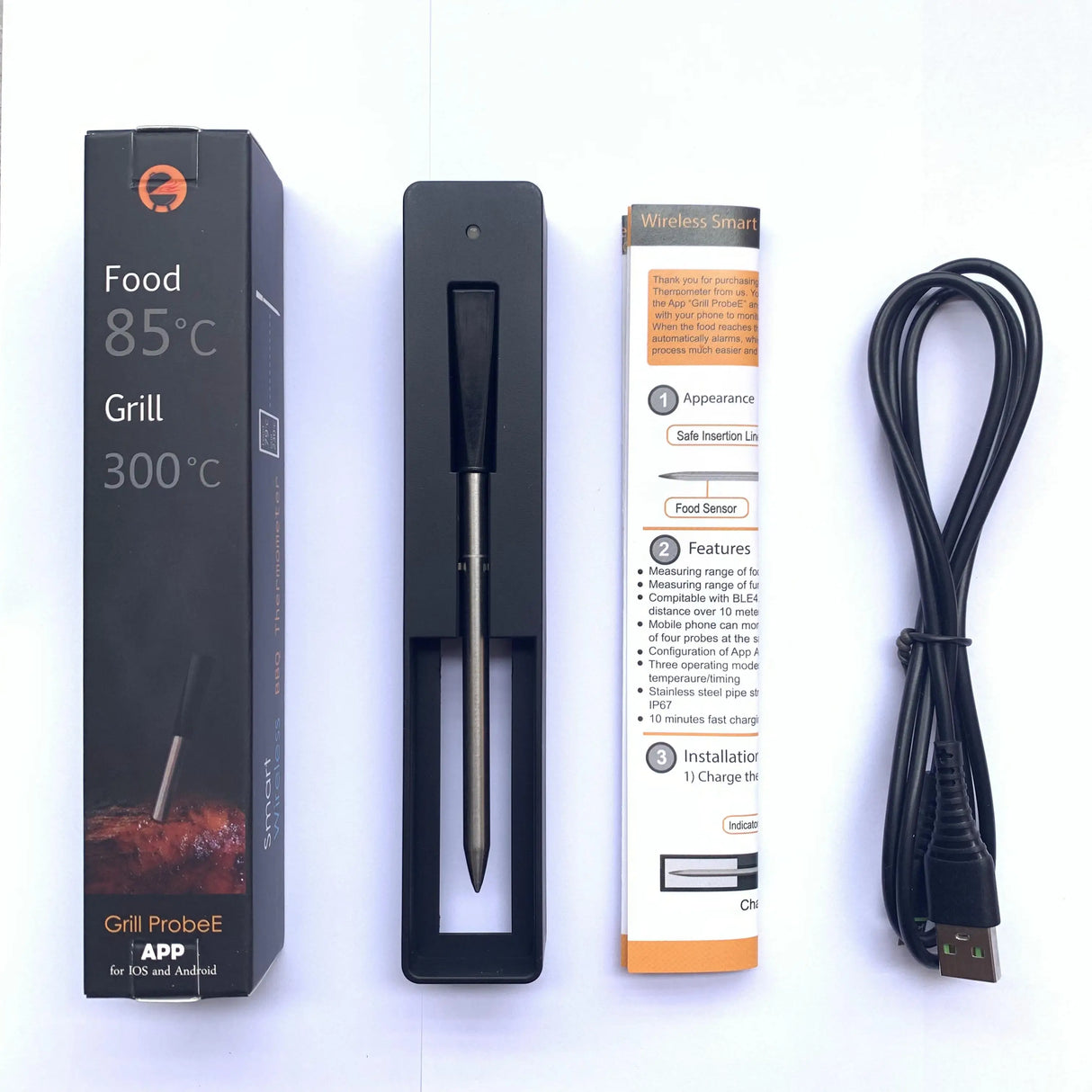 Wireless Bluetooth Meat Thermometer Digital BBQ Grill Oven Smoker Sous Vide