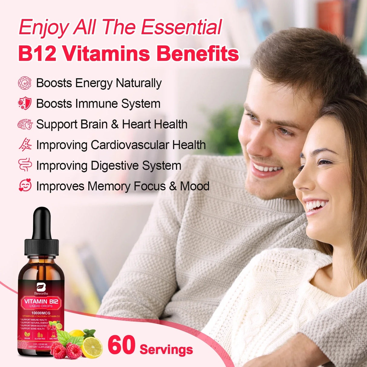 BEWORTHS Vitamin B12 Drops Energy and Immune Support Supplement
