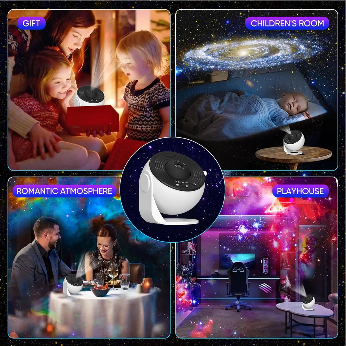 HD Galaxy Star Projector Night Light for Kids with 13 Films & 360° Rotation