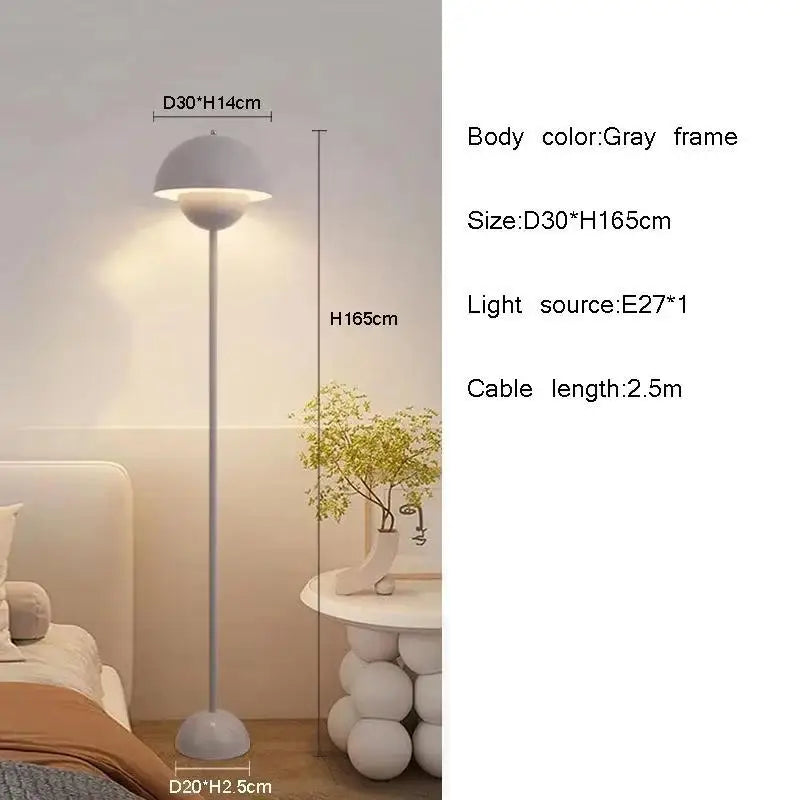 Modern Cream LED Floor Lamp E27 Bulb Minimalist Light for Bedroom Living Room