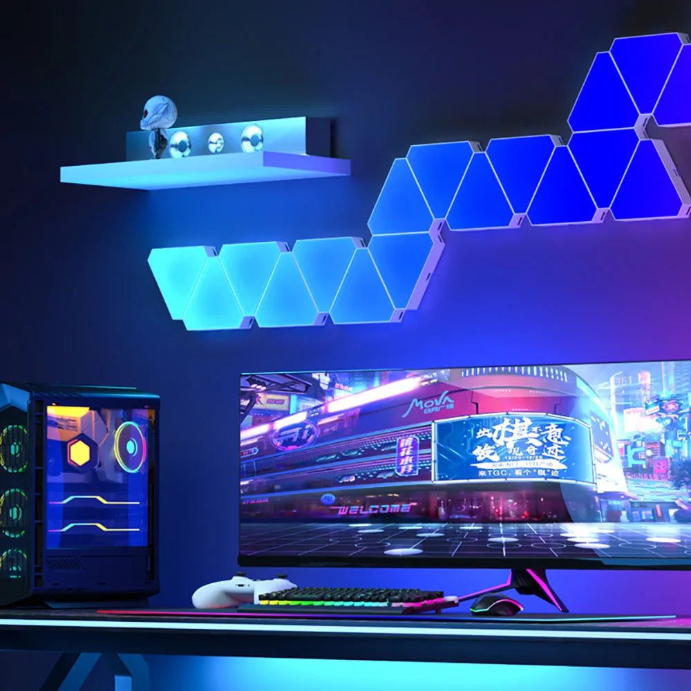 RGB Quantum LED Wall Lamp – Smart Rhythm Pickup Light for Bedroom & Gaming Setup