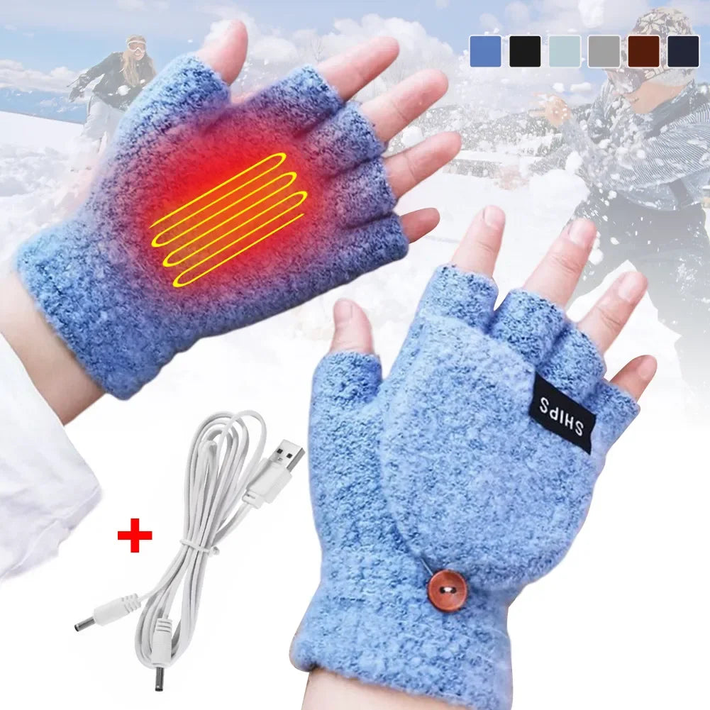 Electric Heated Gloves – USB Rechargeable Winter Hand Warmer for Skiing Sports