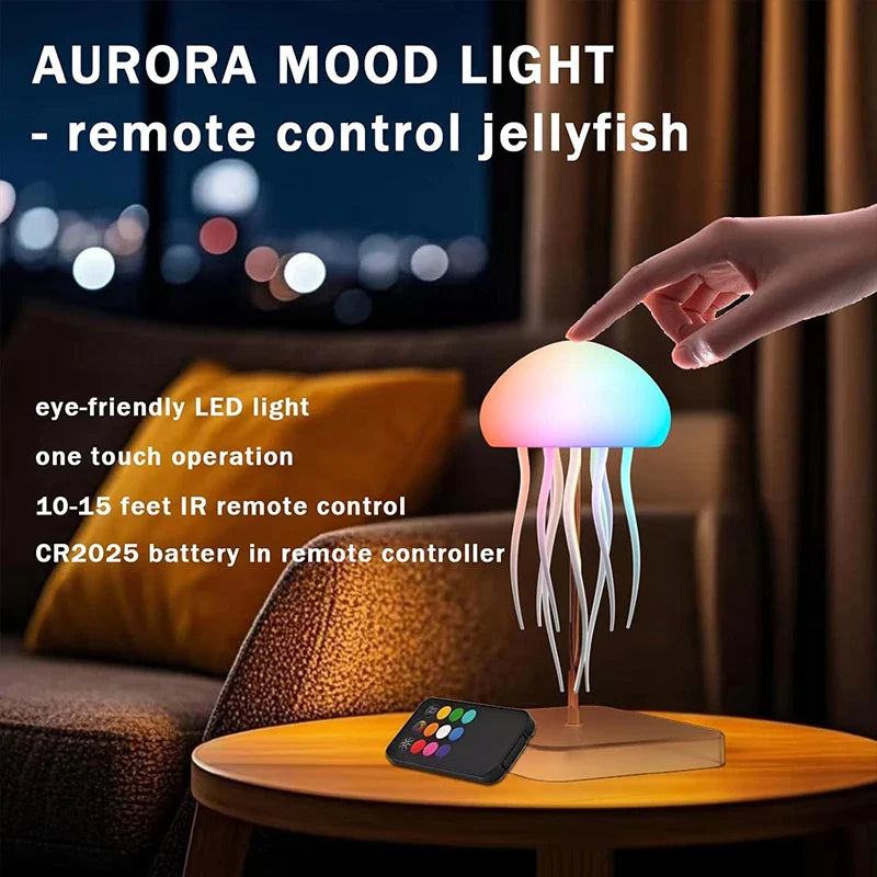 LED Jellyfish Lamp 9 Tentacles Color Changing Remote Night Light Ultra Battery