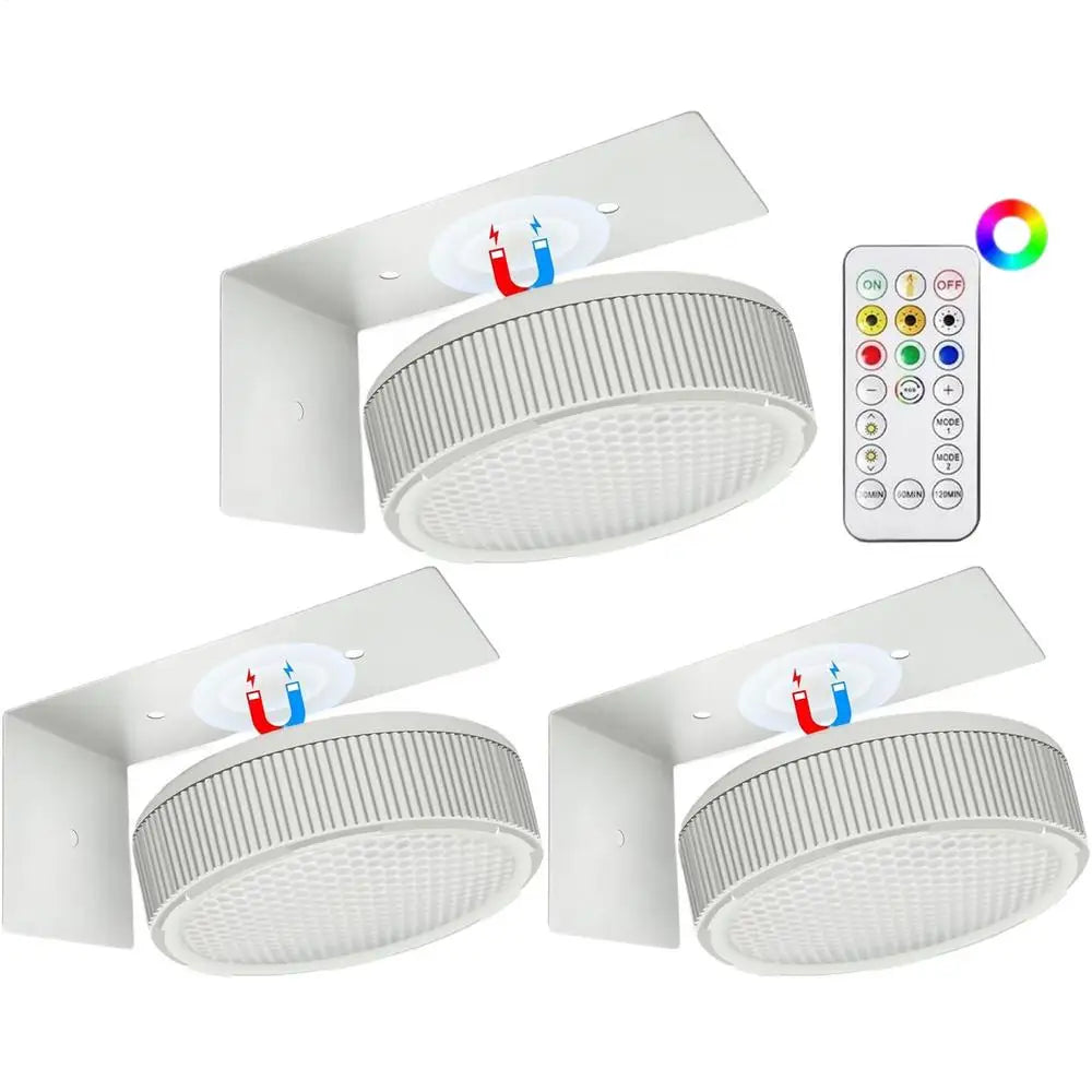 3 Pack Remote Control Picture Lights Battery Powered Dimmable Art Display Lamps