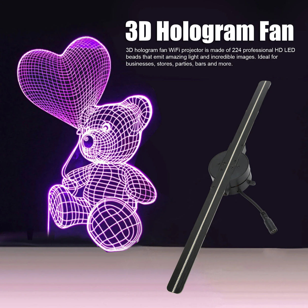 WiFi 3D Hologram Fan Projector 176° View Advertising Display for Business