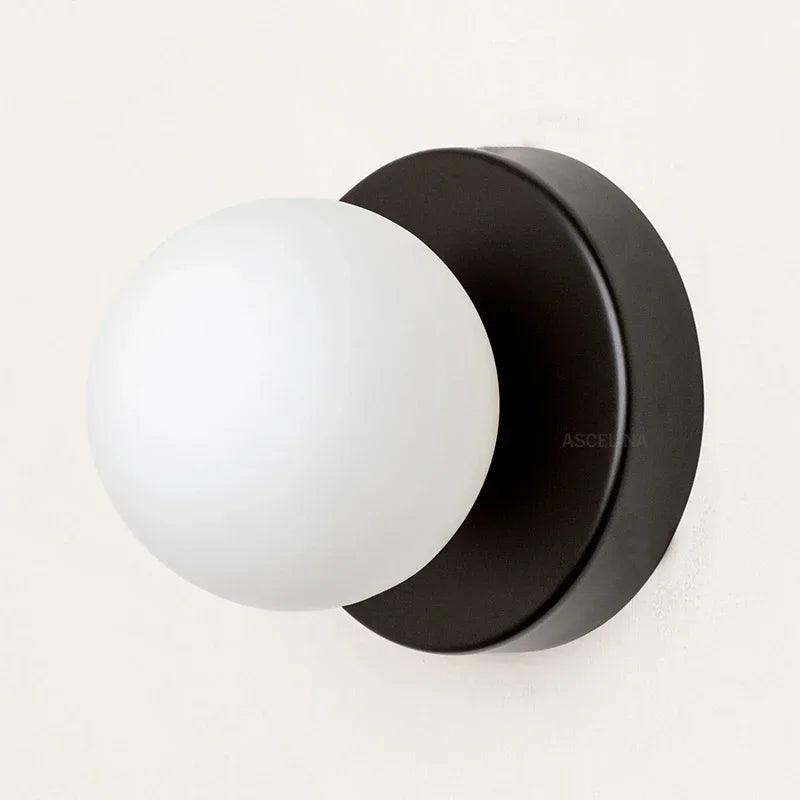 Nordic Glass LED Wall Lamp Orb Sconce for Bedroom Hallway Staircase