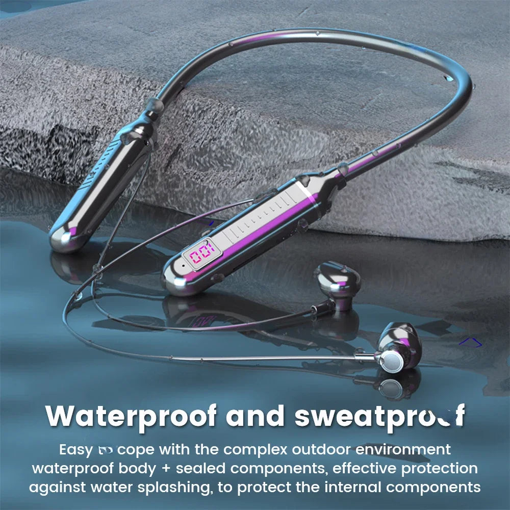 Wireless Earphones 5.3 – Neckband Bluetooth Headphones LED Stereo Sports Earbuds