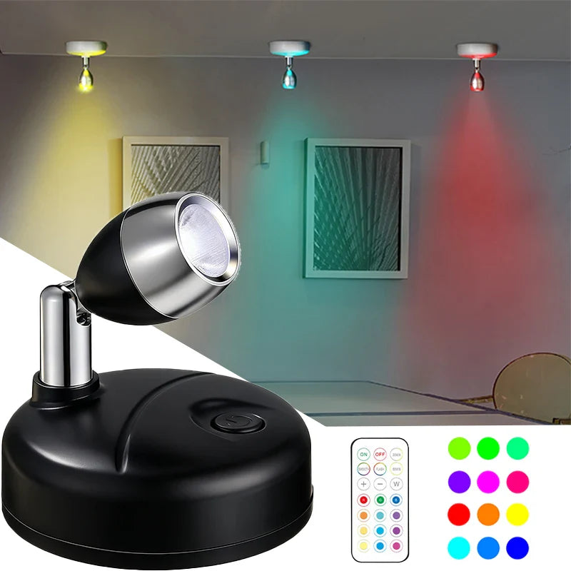 Dimmable LED Wall Sconce Remote Control 360° Rotating Bedroom Hallway Light