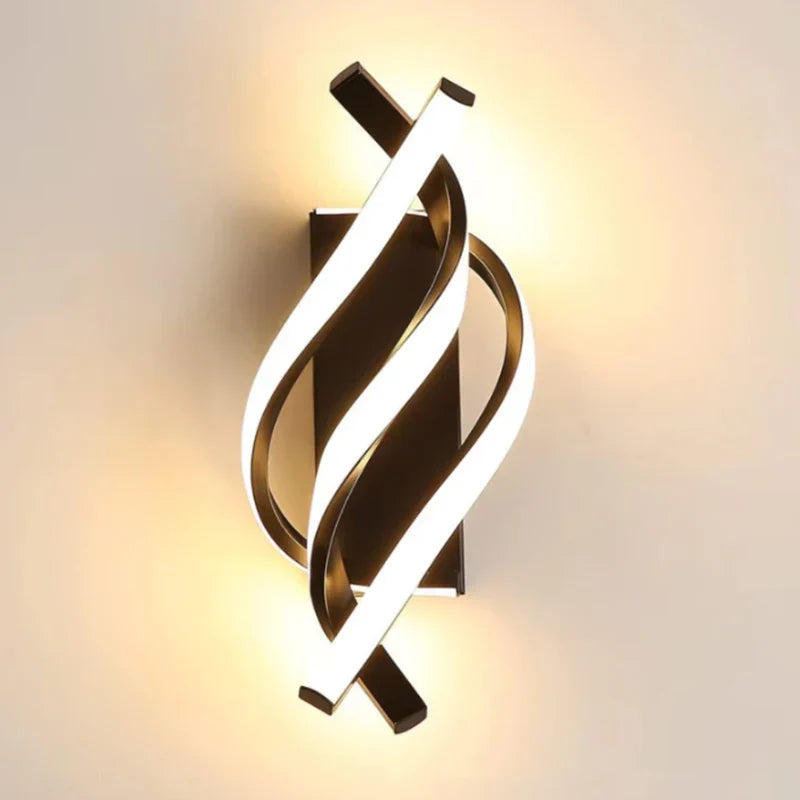 Curved Spiral LED Wall Lamp – Modern Light Fixture for Bedroom, Living Room, Hall
