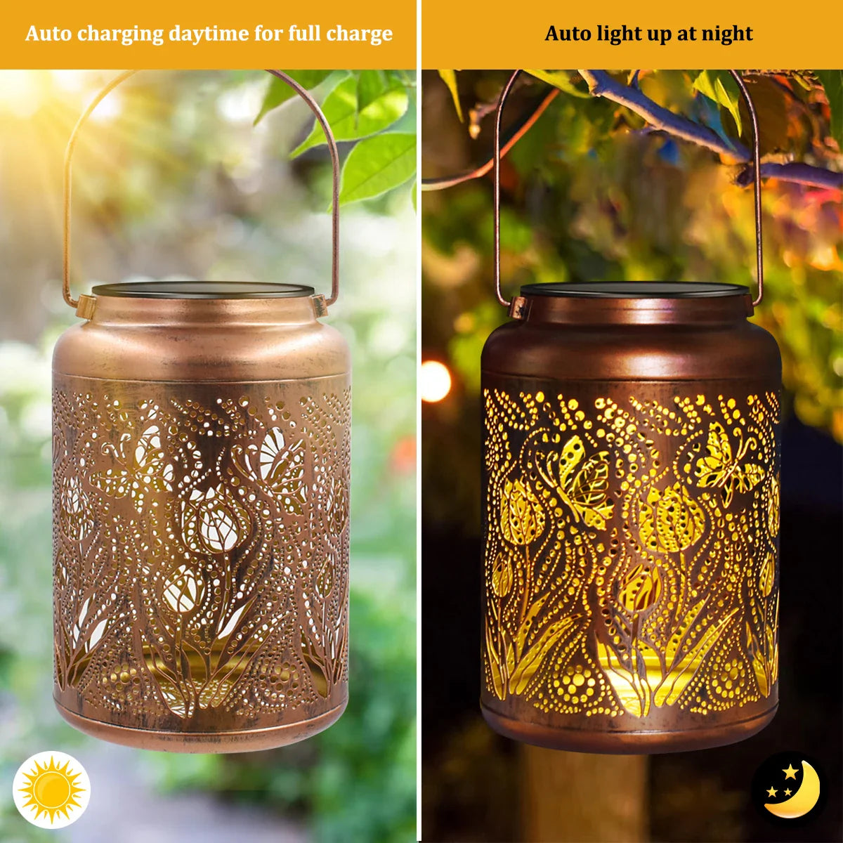 Solar Lanterns Outdoor Waterproof Rose Hanging LED Lights Garden Gifts for Women