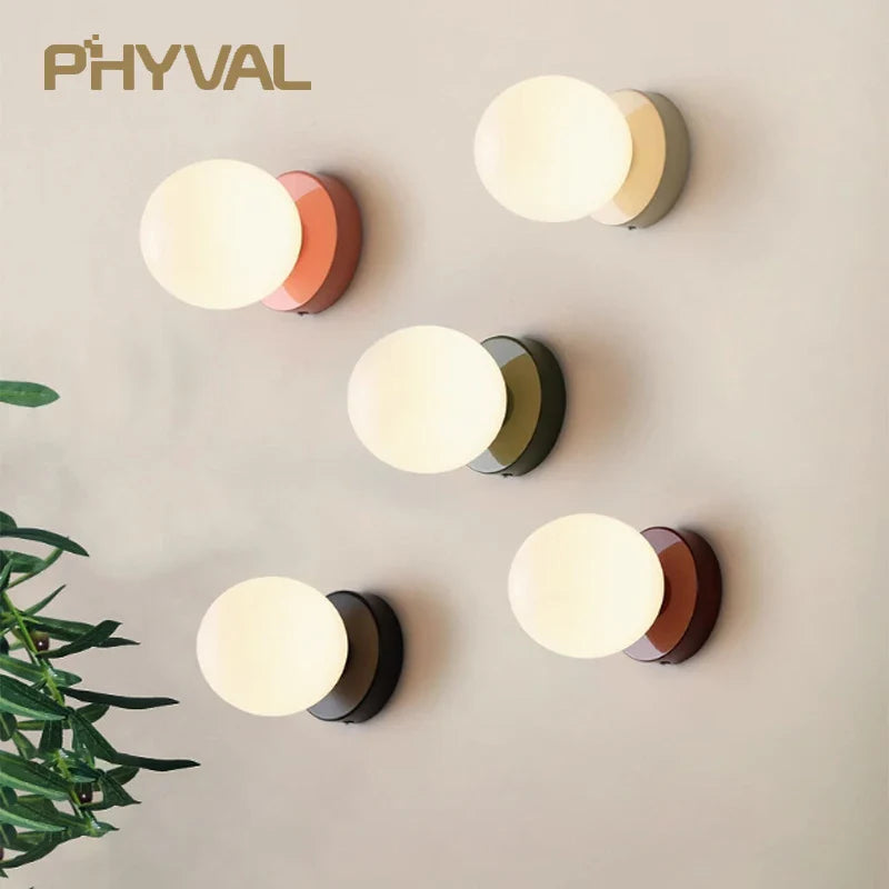 Nordic Glass LED Wall Lamp Orb Sconce for Bedroom Hallway Staircase