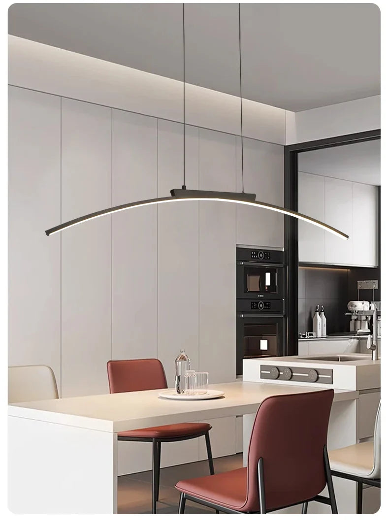 Modern LED Arc Pendant Light – Adjustable Dining Room Hanging Lamp for Kitchen