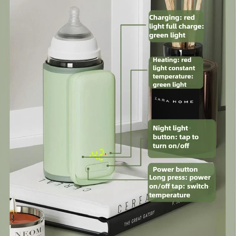 Portable Baby Bottle Warmer USB Travel Milk Warmer with LCD Temperature Control