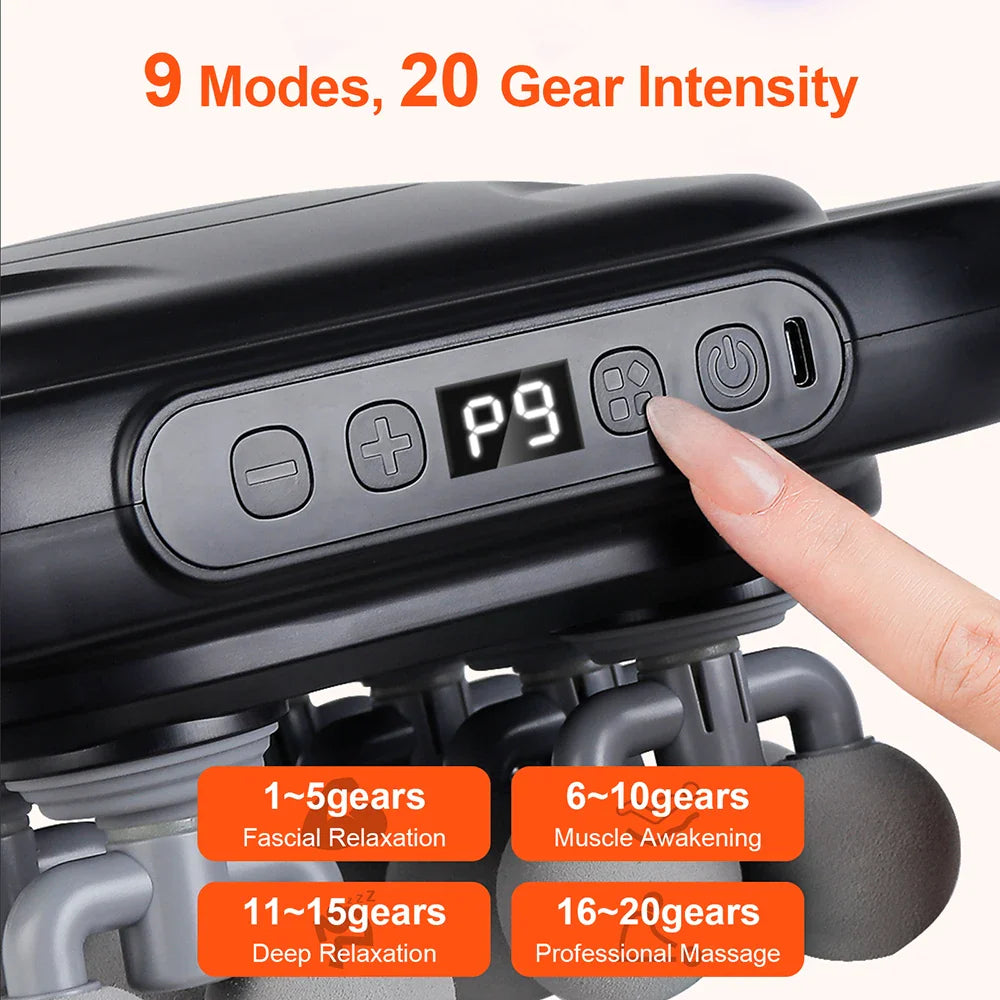 16-Head Fascia Massage Gun High-Frequency Muscle Massager for Neck Back Shoulders