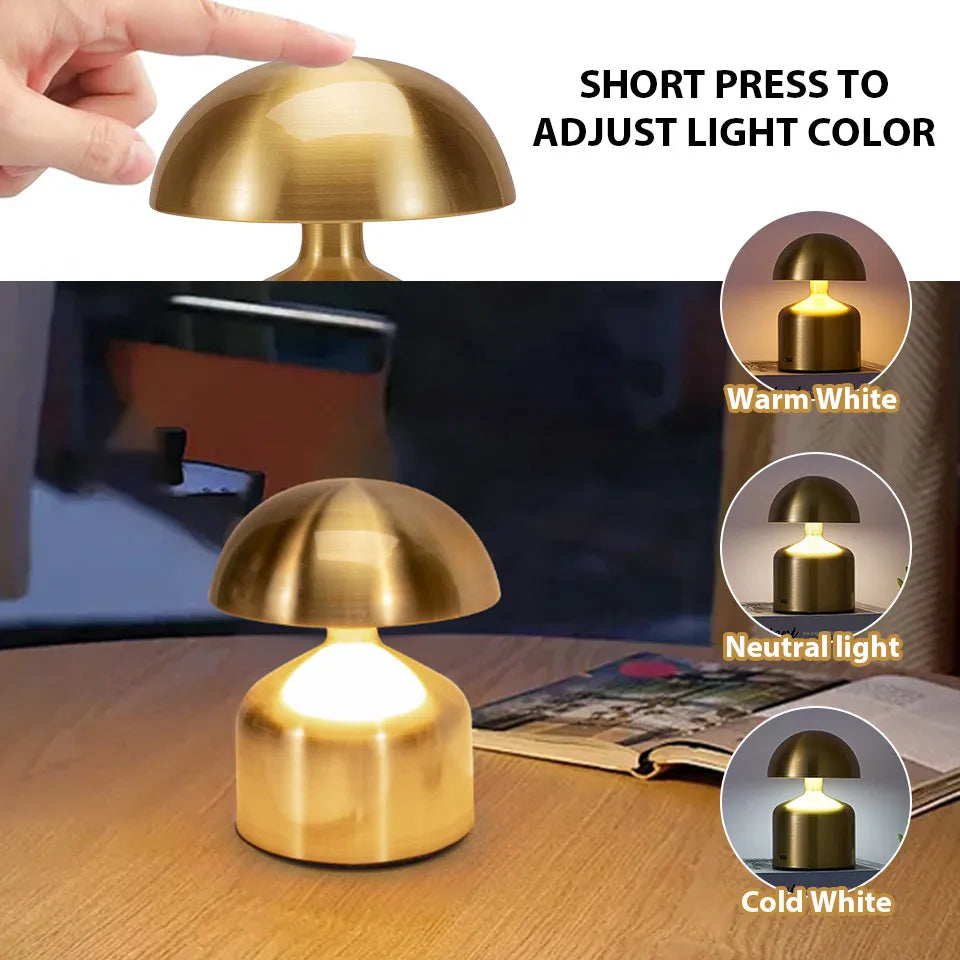 Touch LED Table Lamp USB Rechargeable 3 Color Dimming Bedside Night Light