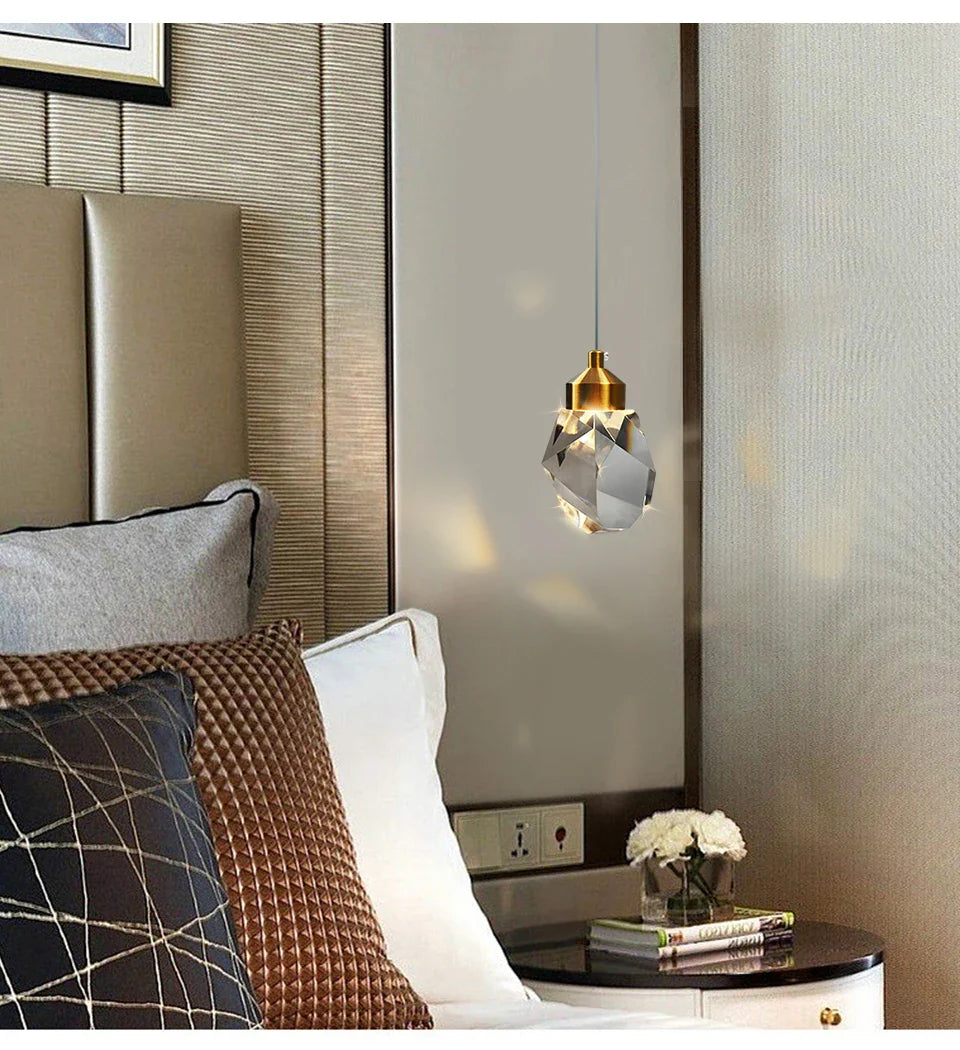 Luxury K9 Crystal Pendant Light LED Hanging Chandelier for Living Room Bedroom