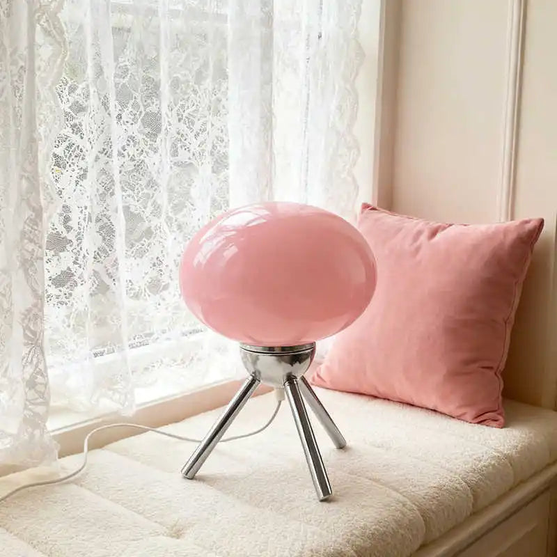 Artistic Spherical Glass Table Lamp Tripod Base Decorative Ambient Lamp for Home