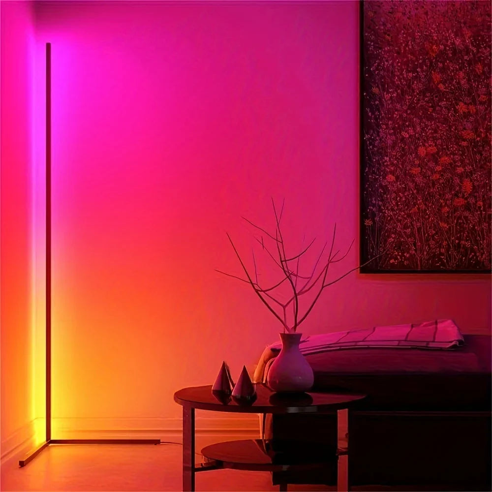 RGB LED Corner Floor Lamp 60-Inch for Living Room Bedroom Game Room Lighting