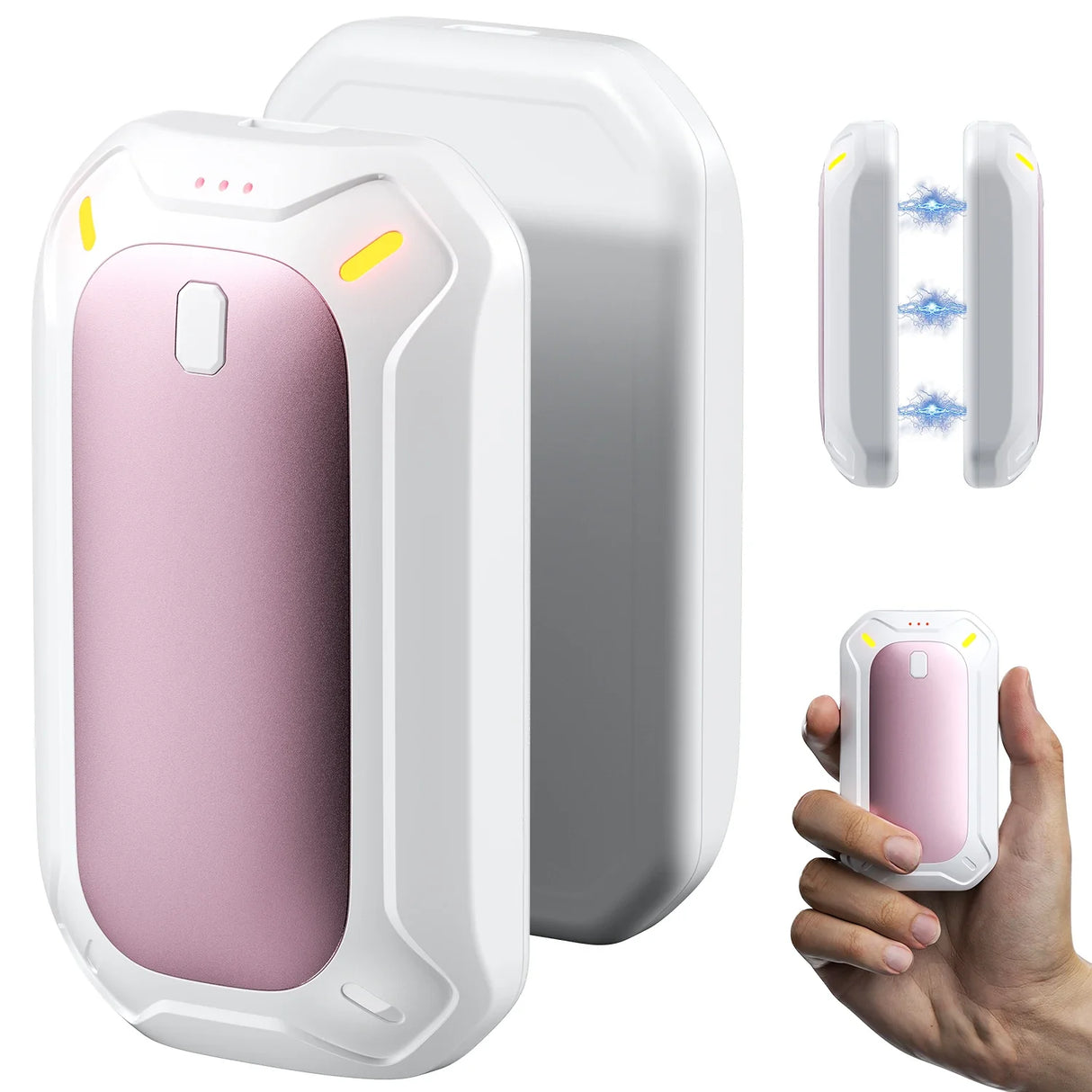 2 Pack Rechargeable Hand Warmers Dual-Sided Electric Pocket Heater for Outdoor