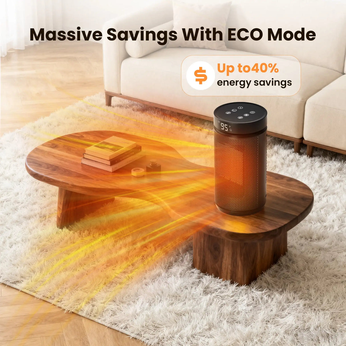 1500W Space Heater with Remote Control, PTC Fast Heating, and 70° Oscillation