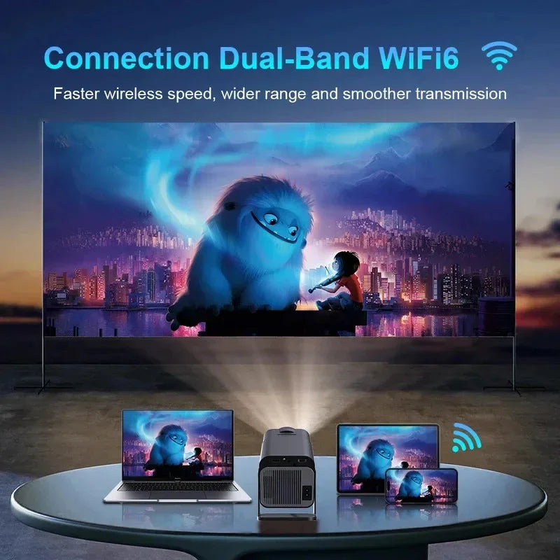 2025 4K Android 11 Projector 1080P 390ANSI Dual WiFi6 BT5.0 Portable Cinema