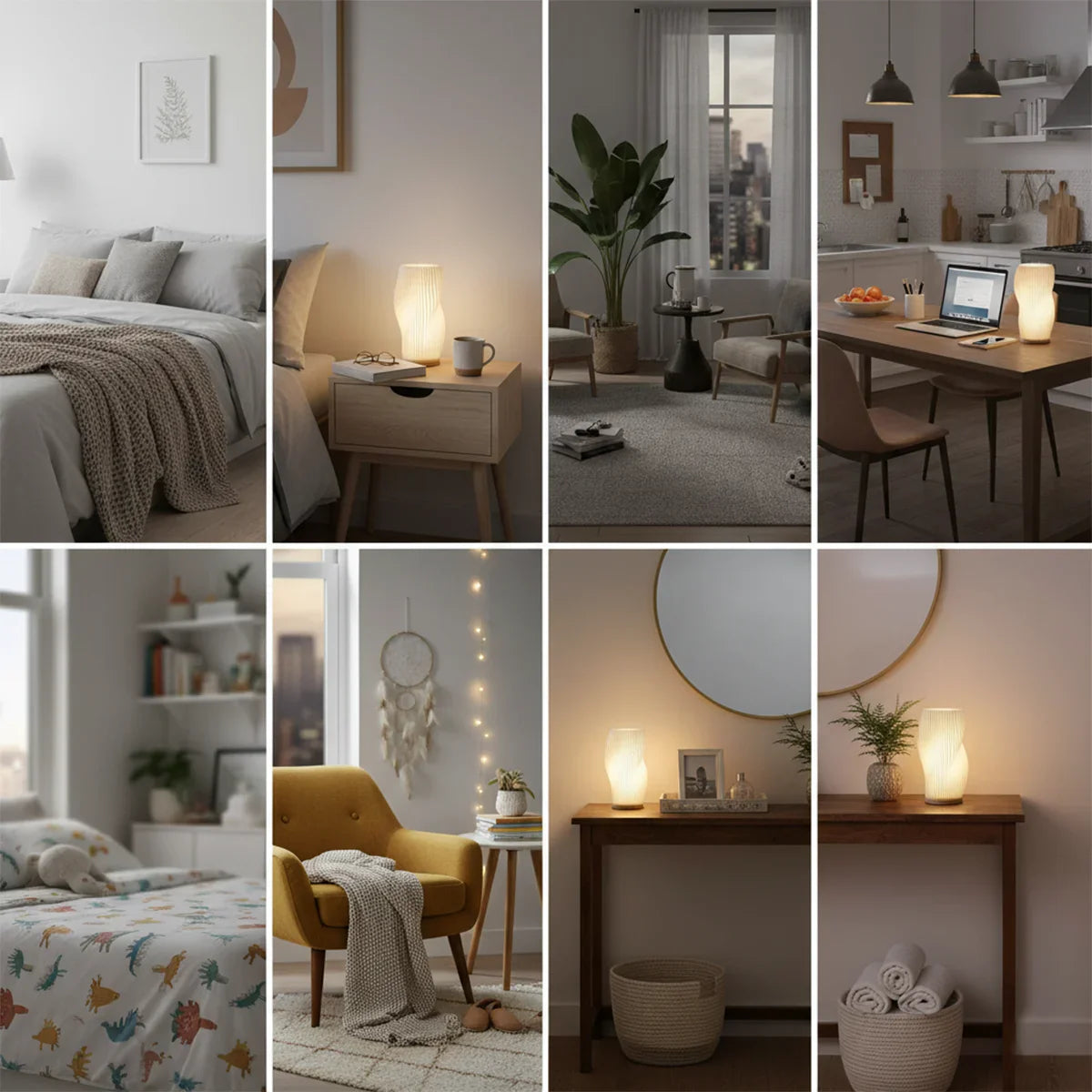 USB LED 3D Pleated Desk Lamp Dimmable Bedside Table Lamp Modern Bedroom Light