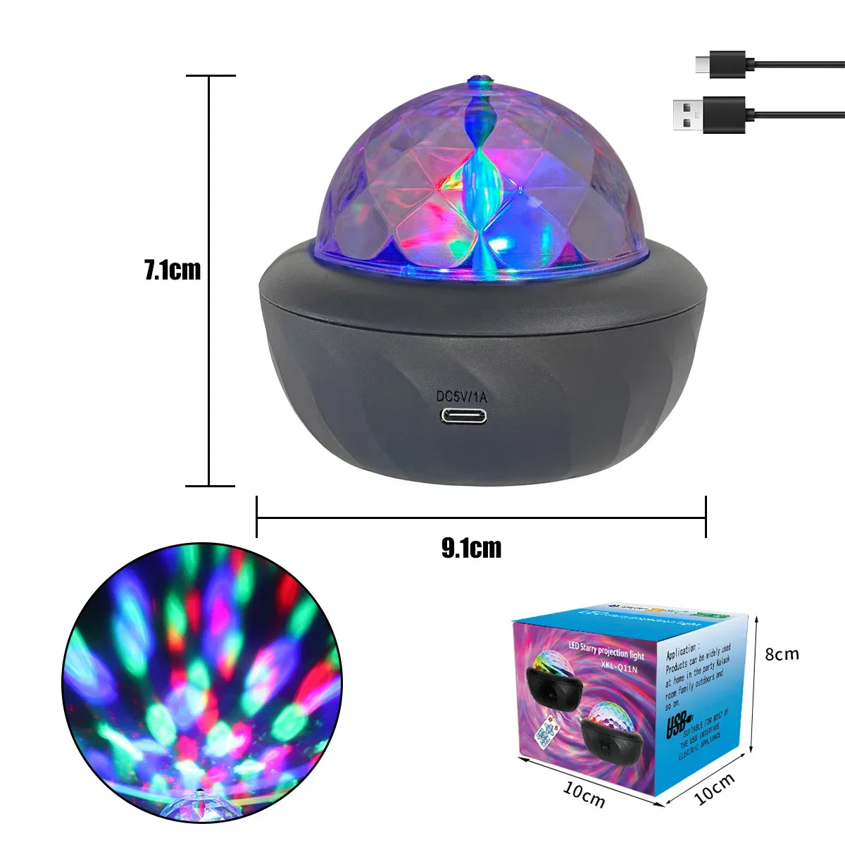 USB RGB Starry Night Sky Projector Rotating Moon Stars Lamp for Room Party Decor