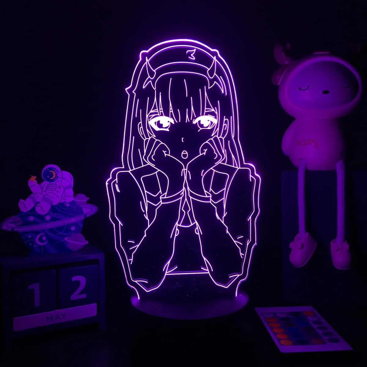 3D Anime Girl LED Night Light 16 Color Illusion Bedside Bedroom Table Lamp