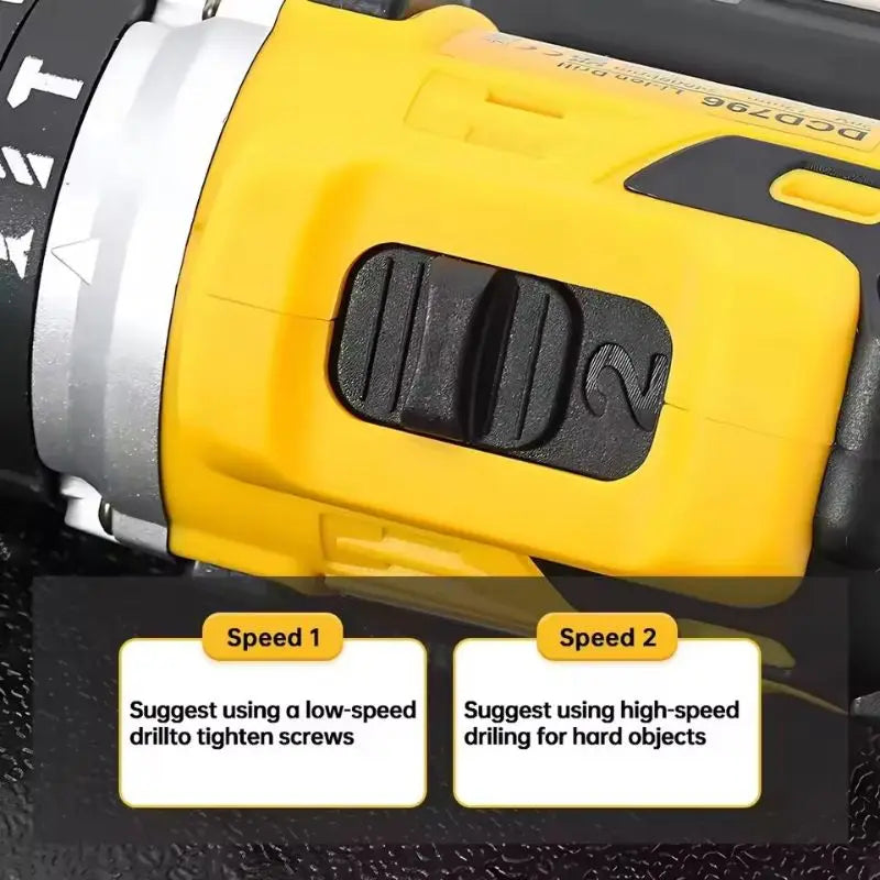 20V Cordless Brushless Impact Drill Rechargeable Power Tool for Home & DIY