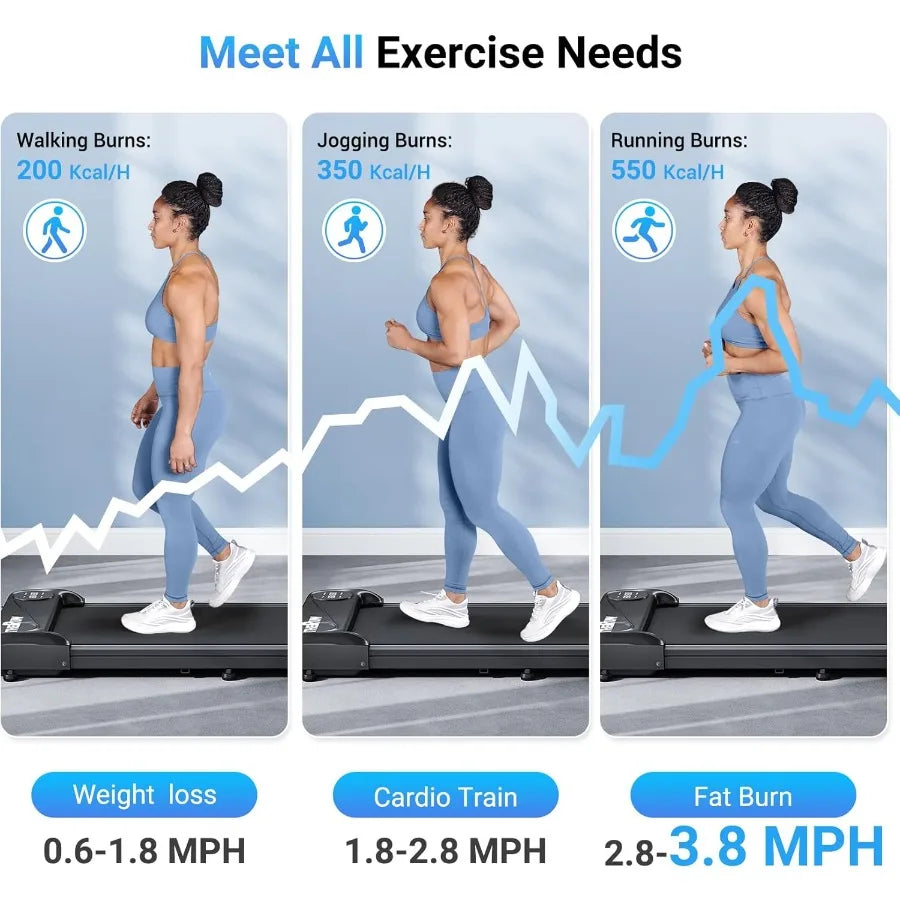 Under Desk Walking Pad Treadmill 2.5HP Portable Mini Treadmill Home Office