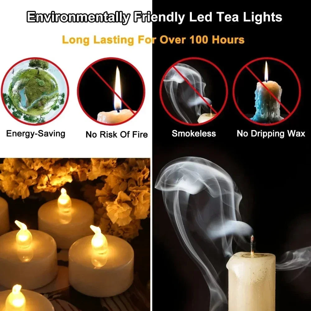 Flameless LED Tea Light Candles Remote Battery Operated Flickering 12 24 Pack